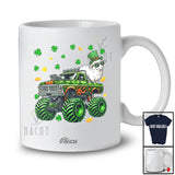Personalized Custom Name Sheep On Monster Truck; Joyful St. Patrick's Day Shamrock Farm Animal T-Shirt
