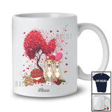 Personalized Custom Name Couple Whippet With Hearts Tree; Lovely Valentine Heart Flowers T-Shirt