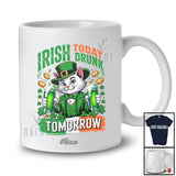 Personalized Custom Name Irish Today Drunk Tomorrow; Humorous St. Patrick's Day Cat Drinking T-Shirt