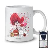 Personalized Custom Name Couple Maltese With Hearts Tree; Lovely Valentine Heart Flowers T-Shirt