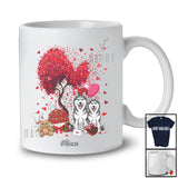 Personalized Custom Name Couple Husky With Hearts Tree; Lovely Valentine Heart Flowers T-Shirt