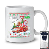 Personalized Custom Name Merry Pitmas; Lovely Christmas Sweater Pit Bull On Pickup Truck T-Shirt