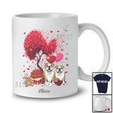 Personalized Custom Name Couple Bulldog With Hearts Tree; Lovely Valentine Heart Flowers T-Shirt