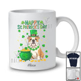 Personalized Custom Name Happy St. Patrick's Day; Adorable Irish Shamrock Bulldog Owner Lover T-Shirt