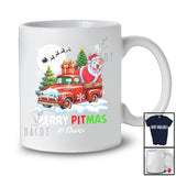 Personalized Custom Name Merry Pitmas; Lovely Christmas Pit Bull On Pickup Truck; Family T-Shirt