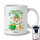 Personalized Custom Name Happy St. Patrick's Day; Adorable Irish Shamrock Corgi Owner Lover T-Shirt