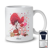 Personalized Custom Name Couple Gnome With Hearts Tree; Lovely Valentine Heart Flowers T-Shirt