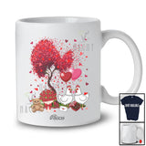Personalized Custom Name Couple Chicken With Hearts Tree; Lovely Valentine Farmer Flowers T-Shirt