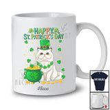 Personalized Custom Name Happy St. Patrick's Day; Adorable Irish Shamrock Persian Cat Owner T-Shirt