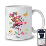 Personalized Custom Name Hawaiian Groundhog Riding Flamingo; Lovely Flowers Floral Wild Animal T-Shirt