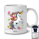 Personalized Custom Name Hawaiian Groundhog Riding Unicorn; Lovely Flowers Floral T-Shirt