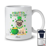 Personalized Custom Name Happy St. Patrick's Day; Adorable Irish Shamrock Pug Owner Lover T-Shirt