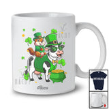 Personalized Custom Name Groundhog Riding Cow; Joyful St. Patrick's Day Shamrock Farmer T-Shirt