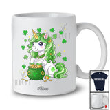 Personalized Custom Name Unicorn Shamrocks; Adorable St. Patrick's Day Irish Green Unicorn Lover T-Shirt
