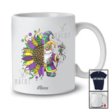 Personalized Custom Name Gnome Half Leopard Sunflower; Lovely Mardi Gras Beads Parades Group T-Shirt