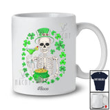 Personalized Custom Name Skeleton Drinking Cocktail; Joyful St. Patrick's Day Shamrock Drunker T-Shirt