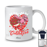 Personalized Custom Name My Kids Are Valentine; Lovely Dabbing Flamingo; Hearts Shape Family T-Shirt