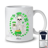 Personalized Custom Name Skeleton Drinking Coffee; Joyful St. Patrick's Day Shamrock Coffee T-Shirt