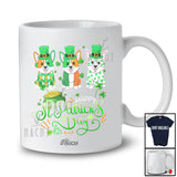 Personalized Custom Name Happy St. Patrick's Day; Humorous Three Ireland Flag Corgi Shamrock T-Shirt