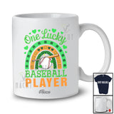 Personalized Custom Name One Lucky Baseball Player; Joyful St. Patrick's Day Sport Rainbow T-Shirt