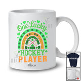 Personalized Custom Name One Lucky Hockey Player; Joyful St. Patrick's Day Sport Rainbow T-Shirt