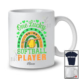 Personalized Custom Name One Lucky Softball Player; Joyful St. Patrick's Day Sport Rainbow T-Shirt