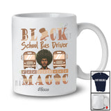 Personalized Custom Name Black School Bus Driver Magic; Proud Black History Afro Men Melanin T-Shirt