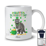 Personalized Custom Name Happy St. Patrick's Day; Adorable Irish Shamrocks Raccoon; Wild Animal T-Shirt