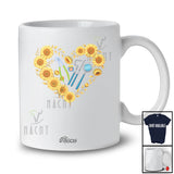 Personalized Custom Name Dentist Tools Sunflower Heart Shape; Lovely Flowers Proud Jobs T-Shirt