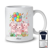 Personalized Custom Name Three Bunny Axolotls; Adorable Easter Day Axolotls Hunting Eggs Lover T-Shirt