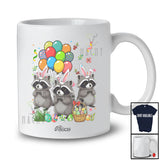 Personalized Custom Name Three Bunny Raccoons; Adorable Easter Raccoons Hunting Eggs Lover T-Shirt