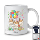 Personalized Custom Name Three Bunny Hamsters; Adorable Easter Day Hamsters Hunting Eggs Lover T-Shirt