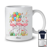 Personalized Custom Name Three Bunny Flamingos; Adorable Easter Flamingos Hunting Eggs Lover T-Shirt