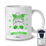Personalized Custom Name Shenanigans Librarian; Adorable St. Patrick's Day Messy Bun Hair T-Shirt