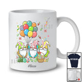 Personalized Custom Name Three Bunny Gnomes; Adorable Easter Day Gnomies Hunting Eggs Lover T-Shirt