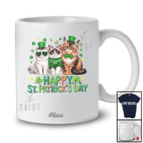 Personalized Custom Name Happy St. Patrick's Day; Adorable Three Cat Owner Lover Shamrock T-Shirt