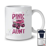 Personalized Custom Name Wear Pink For Aunt; Lovely Halloween Breast Cancer Plaid Monster Truck T-Shirt