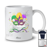 Personalized Custom Name Golf Wearing Mardi Gras Mask Beads; Joyful Carnival Parades Golf Player T-Shirt