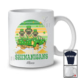 Personalized Custom Name Retro Full Shenanigans; Joyful St. Patrick's Day Three Pug On Pickup Truck T-Shirt