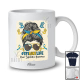 Personalized Custom Name Down Syndrome Awareness Aunt; Lovely Messy Bun Hair Family T-Shirt