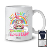 Personalized Custom Name I Love Being A Lunch Lady; Awesome Easter Day Bunny Gnome Rainbow T-Shirt