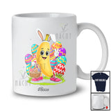 Personalized Custom Name Banana Bunny With Easter Eggs Basket; Lovely Easter Day Vegan Lover T-Shirt