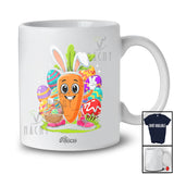 Personalized Custom Name Carrot Bunny With Easter Eggs Basket; Lovely Easter Day Vegan Lover T-Shirt