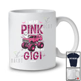 Personalized Custom Name Wear Pink For Gigi; Lovely Halloween Breast Cancer Plaid Monster Truck T-Shirt