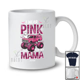 Personalized Custom Name Wear Pink For Mama; Lovely Halloween Breast Cancer Plaid Monster Truck T-Shirt