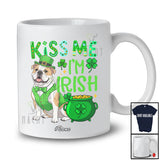 Personalized Custom Name Kiss Me I'm Irish; Fantastic St. Patrick's Day Bulldog Lucky Shamrock T-Shirt