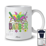 Personalized Custom Name Barber; Joyful Mardi Gras Beads Plaid Barber; Proud Jobs Parades Group T-Shirt