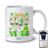 Personalized Custom Name Lucky Vibes; Humorous St. Patrick's Day Four Flamingo; Irish Shamrock T-Shirt
