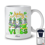 Personalized Custom Name Lucky Vibes; Humorous St. Patrick's Day Four Pigeon Bird; Irish Shamrock T-Shirt