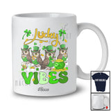 Personalized Custom Name Lucky Vibes; Humorous St. Patrick's Day Four Owl Bird; Irish Shamrock T-Shirt